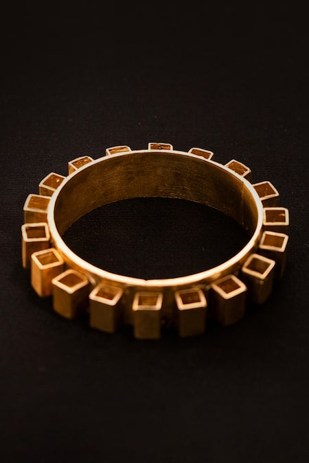 AK-OK_Gold Plated Ancient Brick Bangle - Single Pc _at_Aza_Fashions