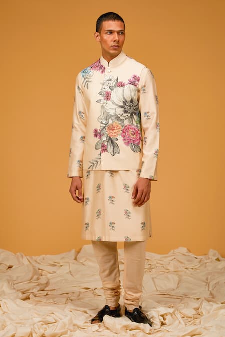 Rohit Bal Florette Print Bundi & Kurta Set 