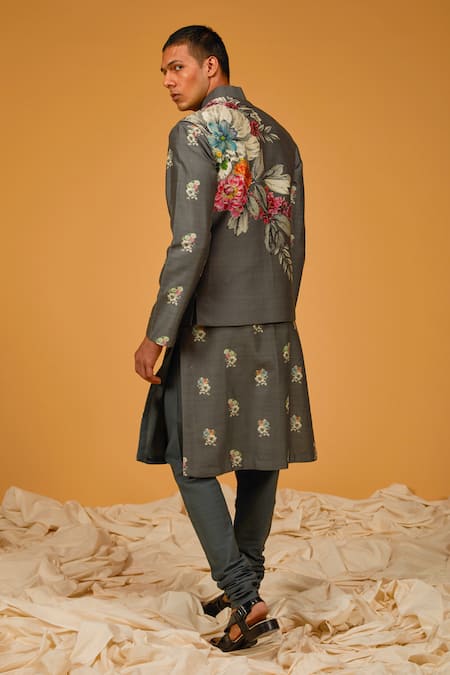 Rohit Bal Floral Garden Printed Bundi & Kurta Set 