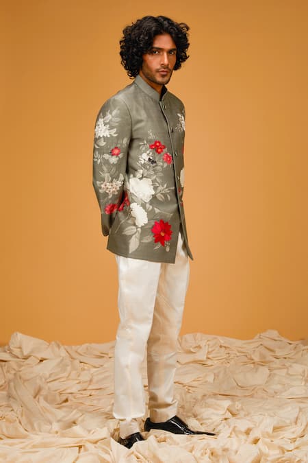 Rohit Bal Flower Print Bandhgala 