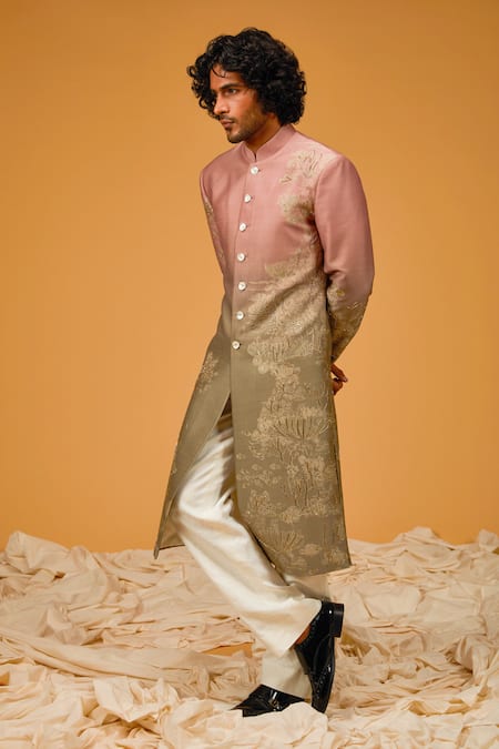 Rohit Bal Floral Bloom Print Two Tone Sherwani 