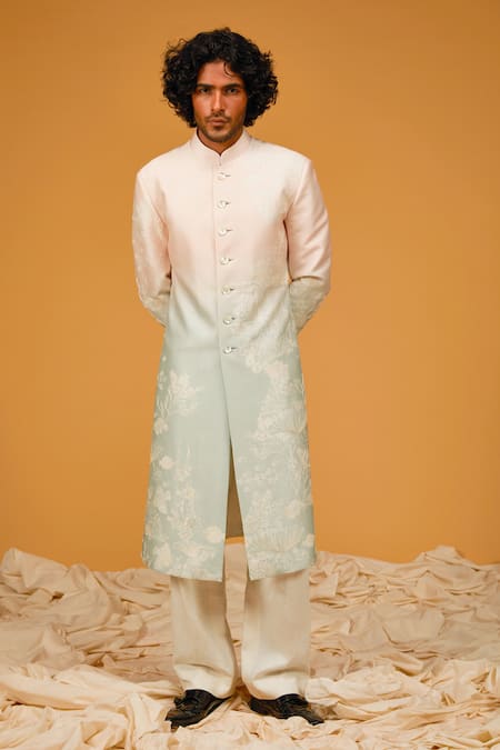 Rohit Bal Flower Bloom Print Two Tone Sherwani 