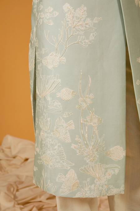 Buy Rohit Bal Pink Chanderi , Pearls, Cut Work Flower Bloom Print Two Tone Sherwani Online at Aza Fashions Buy_Rohit Bal_Pink Chanderi , Pearls, Cut Work Flower Bloom Print Two Tone Sherwani _Online_at_Aza_Fashions