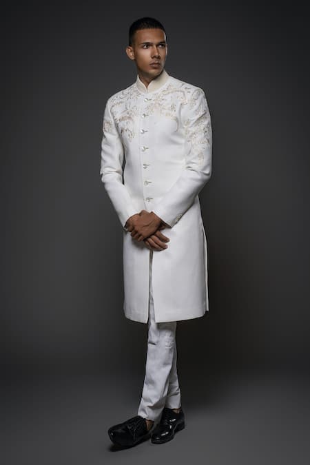 Rohit Bal Floral Embroidered Yoke Sherwani 