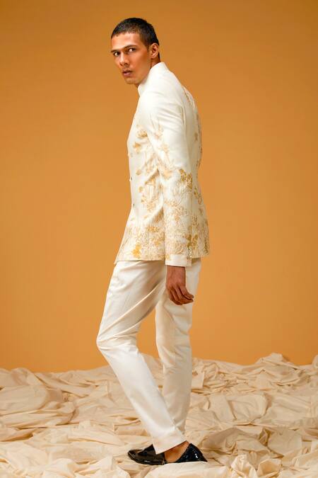 Shop Rohit Bal Ivory Chanderi , Sequins, Beads Marine Print Embellished Bandhgala Online at Aza Fashions Shop_Rohit Bal_Ivory Chanderi , Sequins, Beads Marine Print Embellished Bandhgala _Online_at_Aza_Fashions