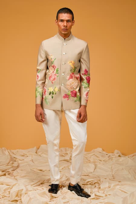 Rohit Bal Floral Bouquet Print Bandhgala 