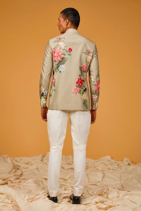 Rohit Bal Floral Bouquet Print Bandhgala 