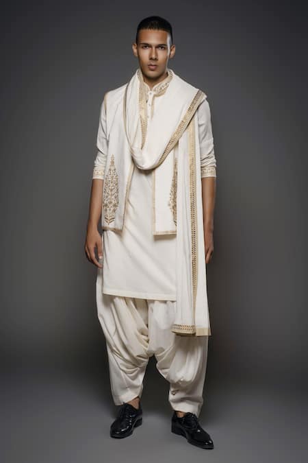 Rohit Bal Floral Mughal Threadwork Bundi Kurta Set 