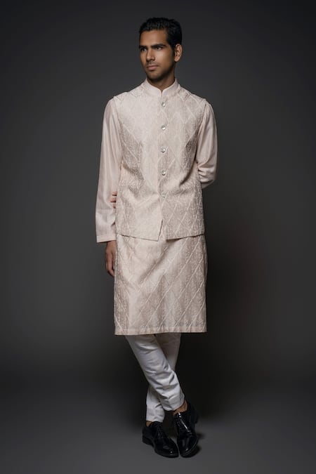 Rohit Bal Resham Diamond Jaal Embroidered Bundi Kurta Set 