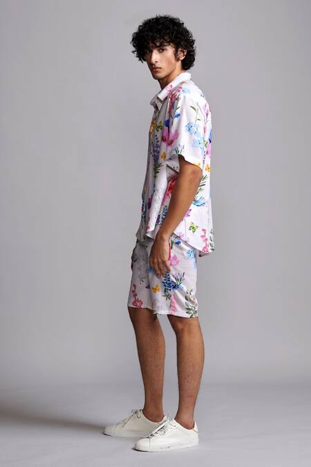 Dash And Dot Multi Color Viscose, Linen Embroidery Floral Print Shirt Online at Aza Fashions Dash And Dot_Multi Color Viscose, Linen Embroidery Floral Print Shirt _Online_at_Aza_Fashions