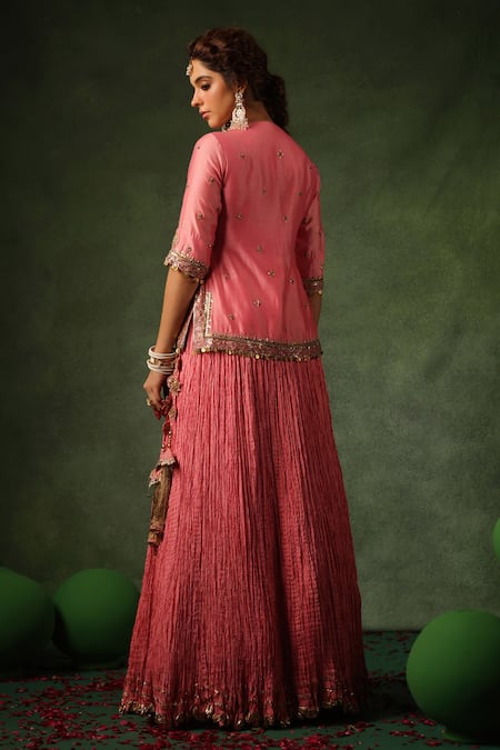 Label Niti Bothra Zardozi Embroidered Kurta Lehenga Set 