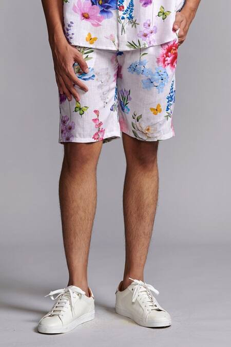 Dash And Dot_Multi Color Floral Printed Shirt And Shorts Set _Online_at_Aza_Fashions