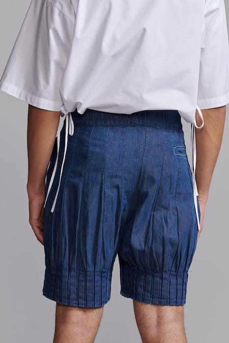 Dash And Dot Pleated Denim Shorts 