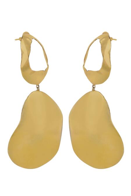 Varnika Arora_Gold Plated Sol Abstract Shaped Dangler Earrings _at_Aza_Fashions