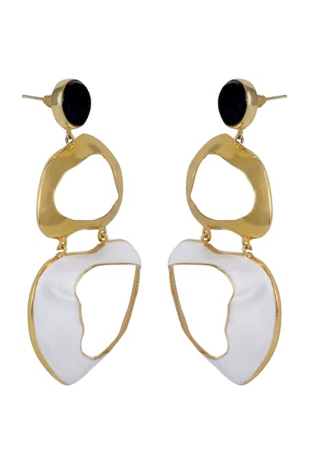 Buy Varnika Arora Black Embroidery Drift Enameled Earrings Online at Aza Fashions Buy_Varnika Arora_Black Embroidery Drift Enameled Earrings _Online_at_Aza_Fashions