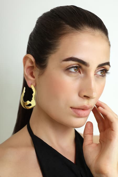 Varnika Arora Gold Plated Nautica Abstract Wave Hoops Online at Aza Fashions Varnika Arora_Gold Plated Nautica Abstract Wave Hoops _Online_at_Aza_Fashions