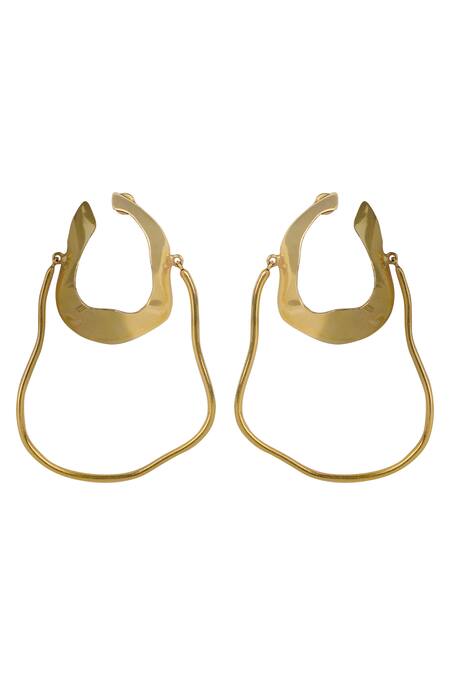 Buy_Varnika Arora_Gold Plated Serene Irregular Shaped Hoops _Online_at_Aza_Fashions