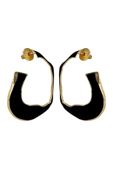 Varnika Arora Black Lagoon Abstract Enameled Hoops 