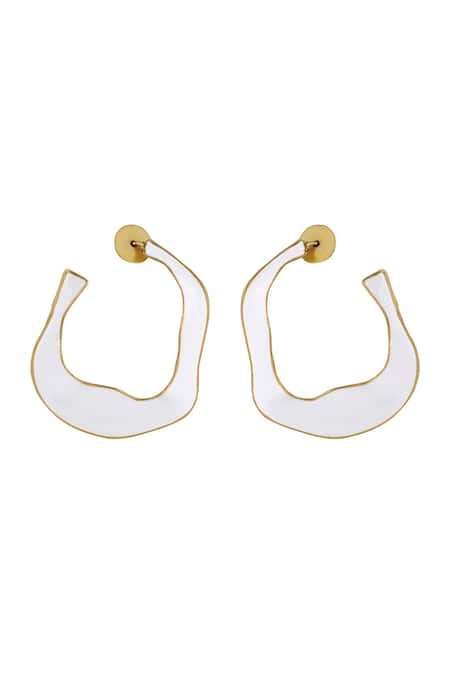 Varnika Arora Lagoon Abstract Shaped Enameled Hoops 