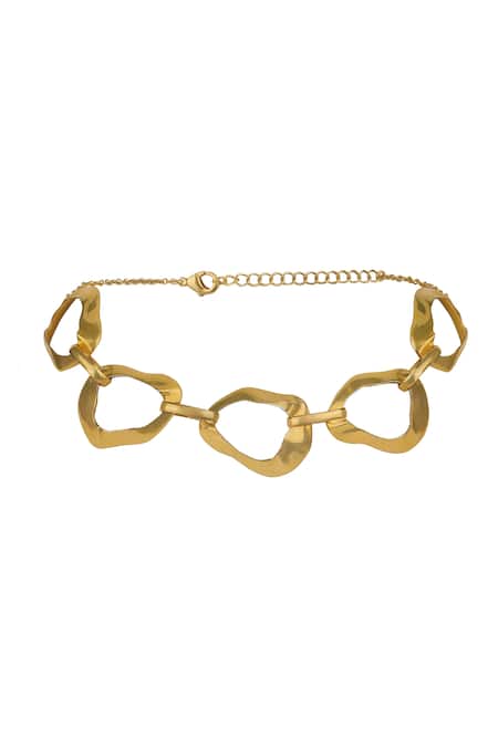 Shop Varnika Arora Gold Plated Ebb Abstract Motif Necklace at Aza Fashions Shop_Varnika Arora_Gold Plated Ebb Abstract Motif Necklace _at_Aza_Fashions
