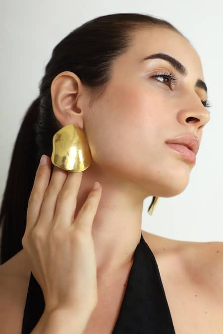 Varnika Arora Gold Plated Marine Abstract Shaped Earrings at Aza Fashions Varnika Arora_Gold Plated Marine Abstract Shaped Earrings _at_Aza_Fashions
