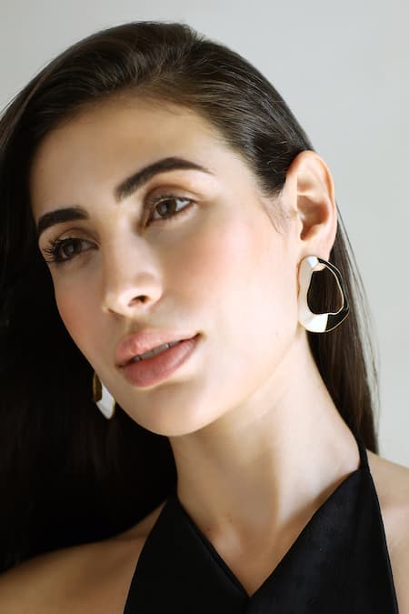 Shop Varnika Arora Black Embroidery Cascade Color Block Earrings Online at Aza Fashions Shop_Varnika Arora_Black Embroidery Cascade Color Block Earrings _Online_at_Aza_Fashions