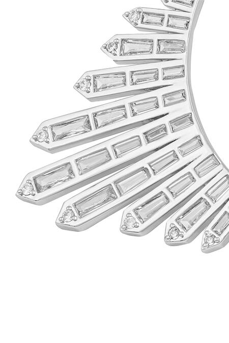 Shop Isharya Silver Plated Crystals Crown Jewel Statement Studs Online at Aza Fashions Shop_Isharya_Silver Plated Crystals Crown Jewel Statement Studs _Online_at_Aza_Fashions