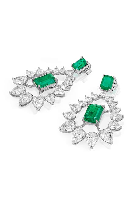 Buy_Isharya_Green Crystals, Stones Indian Chandelier Statement Earrings_Online_at_Aza_Fashions