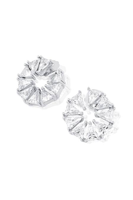 Buy Isharya Silver Plated Crystals Radiant Orange Peel Stud Earrings Online at Aza Fashions Buy_Isharya_Silver Plated Crystals Radiant Orange Peel Stud Earrings _Online_at_Aza_Fashions