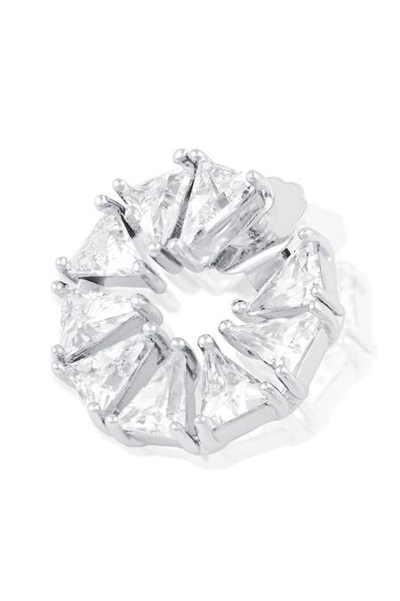 Shop Isharya Silver Plated Crystals Radiant Orange Peel Stud Earrings Online at Aza Fashions Shop_Isharya_Silver Plated Crystals Radiant Orange Peel Stud Earrings _Online_at_Aza_Fashions