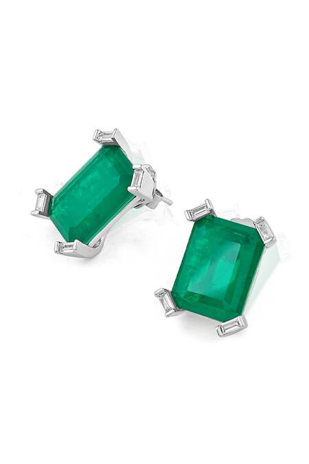 Buy_Isharya_Green Crystals, Stones Doublet Embellished Studs_Online_at_Aza_Fashions