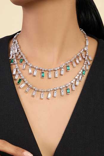 Isharya Green Layered Streak Luxe Collar Necklace Online at Aza Fashions Isharya_Green Layered Streak Luxe Collar Necklace_Online_at_Aza_Fashions