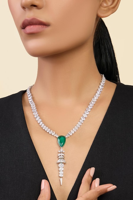 ISHARYA Emerald Princess Lariat Necklace 