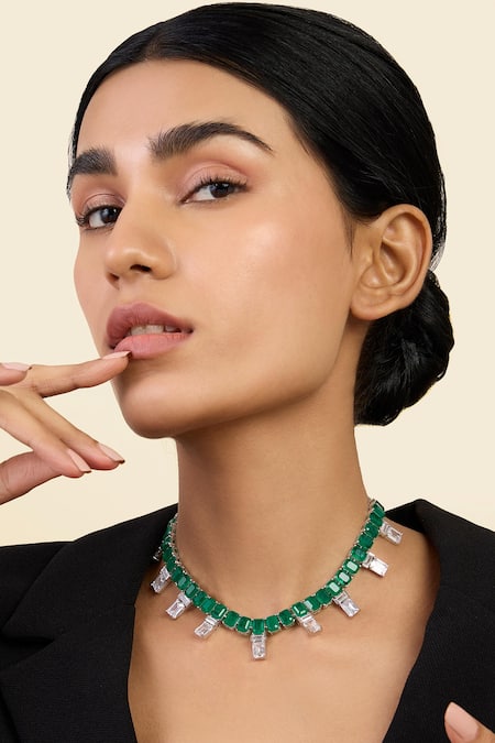 Isharya Emerald Stone Embellished Choker 
