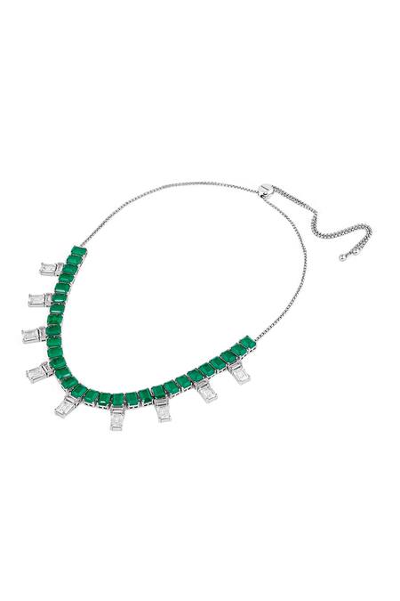 Buy_Isharya_Green Emerald Stone Embellished Choker _Online_at_Aza_Fashions