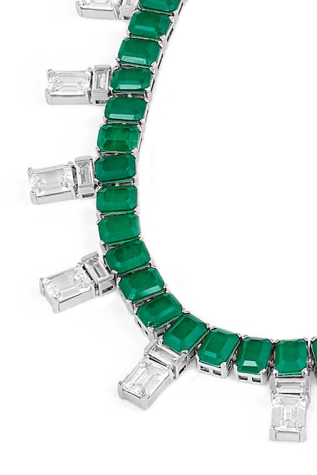 Shop_Isharya_Green Emerald Stone Embellished Choker _Online_at_Aza_Fashions