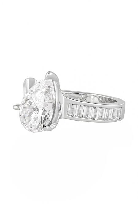 Buy_Isharya_Silver Plated Crystals Luxe Solitaire Promise Ring_Online_at_Aza_Fashions