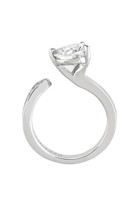 Shop_Isharya_Silver Plated Crystals Luxe Solitaire Promise Ring_Online_at_Aza_Fashions