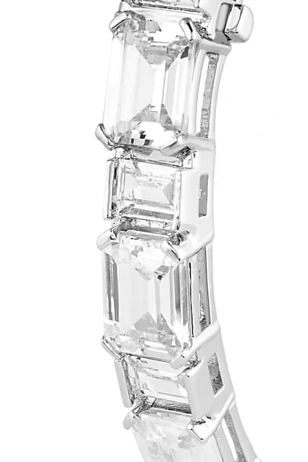 Buy_Isharya_Silver Plated Crystals Baguette Hinge Cubic Zirconia Bracelet_Online_at_Aza_Fashions