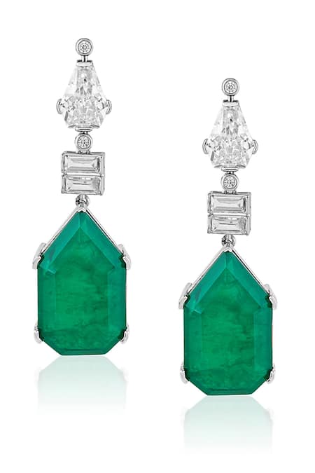 Isharya Doublet Dark Emerald Studded Earrings 