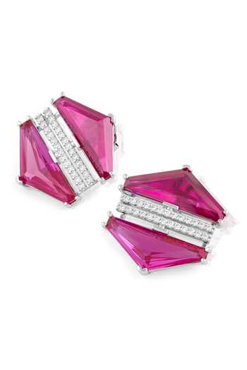 Buy_Isharya_Red Crystals, Stones Ruby Corumdum And Tourmaline Studs_Online_at_Aza_Fashions
