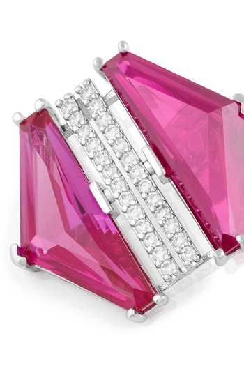 Shop_Isharya_Red Crystals, Stones Ruby Corumdum And Tourmaline Studs_Online_at_Aza_Fashions