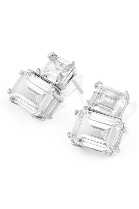 Buy_Isharya_Silver Plated Crystals Libra Diamond Drop Earrings_Online_at_Aza_Fashions