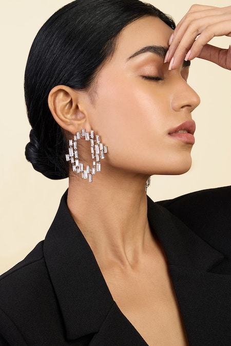 Isharya Abstract Pattern CZ Embellished Studs 