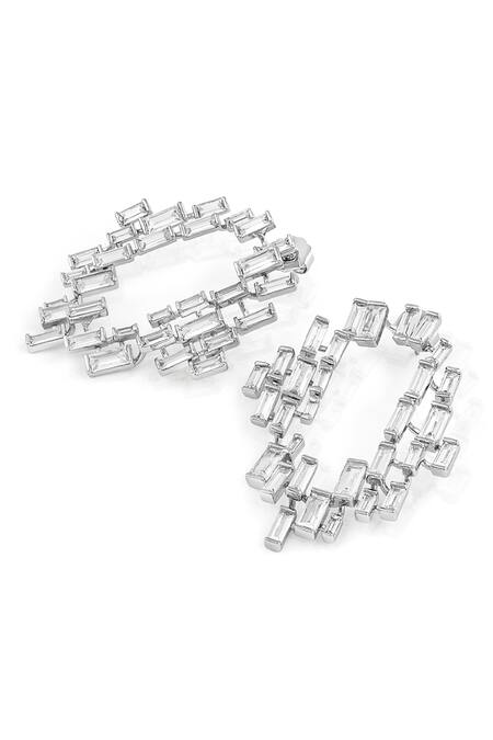 Buy_Isharya_Silver Plated Crystals Abstract Pattern Cz Embellished Studs _Online_at_Aza_Fashions