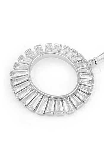 Shop_Isharya_Silver Plated Crystals Cz Art Deco Circle Dangler Earrings_Online_at_Aza_Fashions