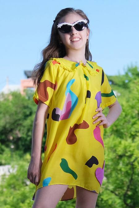 Anaario_Multi Color Organic Cotton Printed Swirl Multicolor Dress _Online_at_Aza_Fashions