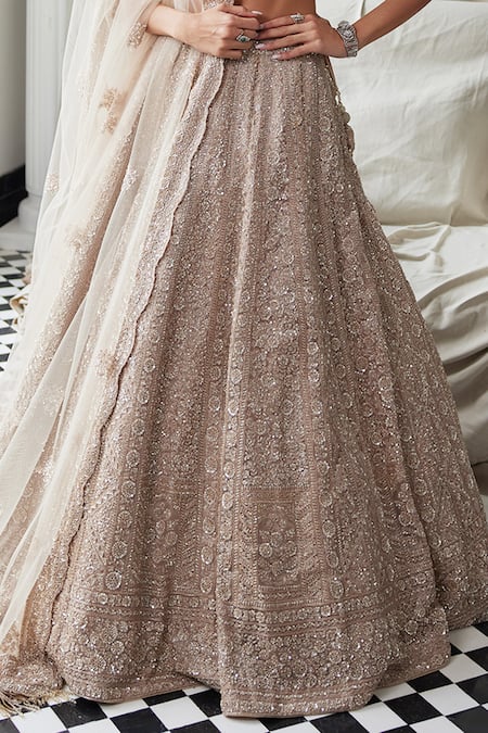 Shop Istya Beige Tissue, Organza Sequins, Cut Work, Embroidery, Floral Bridal Lehenga Set Online at Aza Fashions Shop_Istya_Beige Tissue, Organza Sequins, Cut Work, Embroidery, Floral Bridal Lehenga Set _Online_at_Aza_Fashions