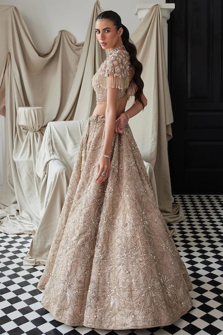 Istya Floral Sequin Embroidered Bridal Lehenga & Cape Set 