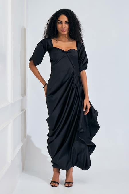 NA-KA Cowl Detailed Solid Gown 